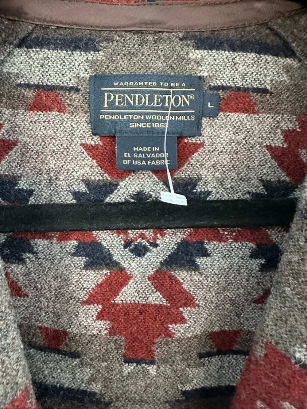 Pendleton Brown Gray Red Patterned Shawl Collar Vest - Picture 6 of 9
